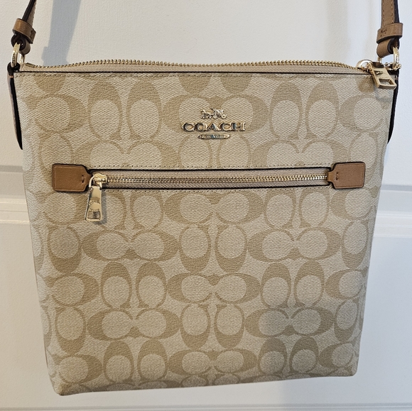 Coach Khaki Saddle Rowan File Bag - Picture 1 of 4